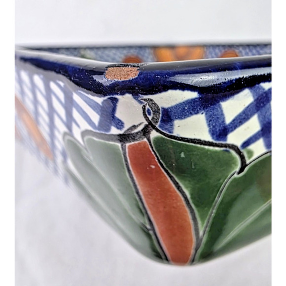 Vtg Mexico Talavera Pottery Rectangle Platter Serving Tray Hand Painted Vibrant - Picture 10 of 11